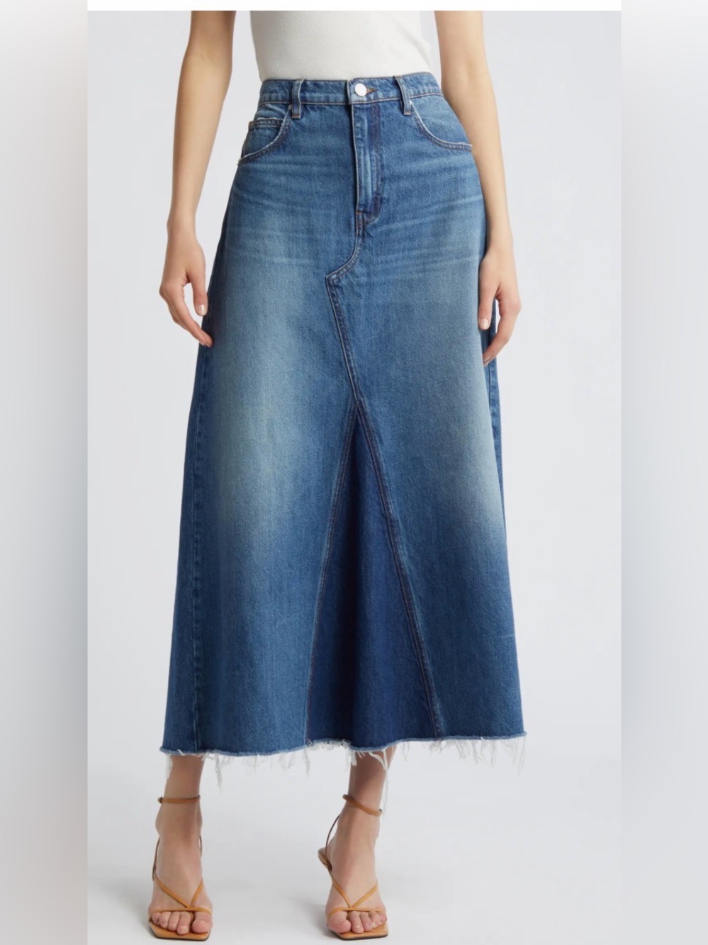 FRAME The Dorothy Slowpoke Blue Denim A-Line Skirt Size 24 NEW